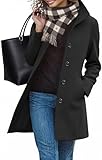 RITOSTA Cappotto Donna Invernale Elegante Lungo Cappotti Autunno Caldo Giacca Casual di Moda Giubbotto da Collo Trench Coat con Bottoni(Nero,M)