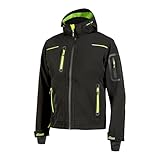 U-Power SPACE, Giacca Softshell, con Cappuccio Staccabile, Tasche Ampie, Full Zip, Antivento, Impermeabile, Tessuto Resistente, Confortevole (BLACK CARBON - L)