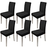 Euleryoo 6 Pezzi Coprisedie con Schienale, Misura Universale Lavabile Estraibile Moderno Coprisedia Elastica, Coprisedie per Soggiorno, Cucina, Casa Décor, Hotel, Festa, Ristorante, Banchetto (Nero)