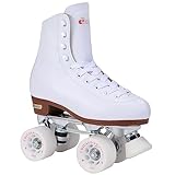 Chicago Skates - Pattini da donna in pelle foderati con pattini classici a quad, colore: bianco, 7 UK