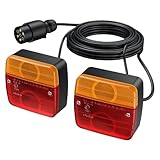 AUTOUTLET Set Fanali Posteriori Rimorchio a Vite 12V DC,7 Poli e Cavo 7,5m,Luci Rimorchio Impermeabile IP65,per Auto Trattore Caravan,Camion,E13