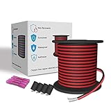 LEADTOPS Cavo di Prolunga da 20 Metri 2x0,32mm² 22AWG 2 Conduttori Cavo Elettrico Rosso e Nero in Rame Stagnato a Trefoli per 12 V 3528 5050 2835 Strisce LED/Lampadine/Lampade Monocolore
