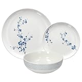 Tognana Edge Orientale, Servizio piatti 18 pezzi per 6 persone, Porcellana, Bianco/Blu