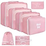 AiQInu Organizer Valigie 7 Pezzi Set,Waterproof Packing Cube Set Viaggio Organizer per i Vestiti,Scarpe,Intimo