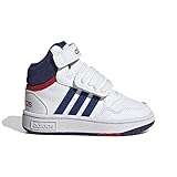 adidas Hoops Mid Shoes, Scarpe Unisex-Bambini, Cloud White/Victory Blue/Scarlet, 23 EU