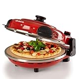 Ariete Forno Pizza 919, Pizza 4' Minuti, Forno per Pizza con 5 Livelli di Cottura, Piastra Refrattaria Antiaderente per Riscaldare, Pale in Legno Incluse, Temperatura Max 400°C, 1200W, Rosso