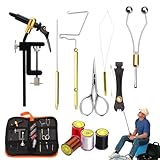 Rrlihjgu Kit per legare la mosca, kit per creare esche da pesca a mosca,Kit di strumenti per la creazione di esche artificiali per la pesca a mosca portatile in metallo - Robusto kit multifunzionale