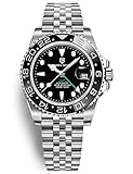Pagani Design GMT Orologio da Uomo Orologio Meccanico Automatico Acciaio Inossidabile Impermeabile 100M, Data, Luminoso, Lunetta in Ceramica, Vetro Zaffiro Orologi da Polso (5 Nero)