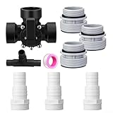 Eawfgtuw Valvola deviatrice a 3 vie per piscina, 3,8 cm, adattatore per tubo flessibile per piscina, kit di conversione con anelli ad O per pompa fuori terra (nero)