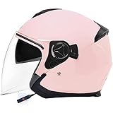 Casco Moto Bluetooth Open Face Casco Moto Jet, Con Visiera Parasole, Cruiser Scooter Mezzo Casco Moto/Caschi Ciclomotore, Approvati ECE, Per Uomini E Donne Adulti 5,54-59CM