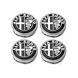 4 Tappi Coprimozzo per Alfa Romeo Giulietta 940 60mm Fregi Cerchi in Lega Coprimozzo Copertura Centrale Della Ruota per Cerchioni Copertura Antipolvere,Black