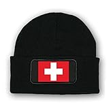 Copytec, berretto da beenie con bandiera Svizzera, con stemma svizzero e Alpi montagne, Bern, bandiera dell'esercito svizzero