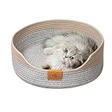 DAWCBVJQ 50x50x15 cm Cuccia Rotonda Per Cani Cuccia Per Gatti In Rattan Cesto Per Gatti In Vimini Lettino Per Gattis In Rattan Per Cuccioli Per Animali Domestici, Calmante