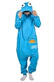 SIYUE Cookie Monster Onesie Tuta Relaxo Costume Pigiama Sesame Street Animale Pigiama Natale Carnevale Halloween, Blu, S
