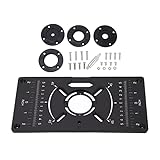 VOBOR Lavorazione del Legno in Alluminio Router, Piastra Universale per Inserto Tavolo con 4 Anelli e Viti, Piastra per Fresatrice per Rifilatrice Flip Board 235x120 mm