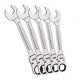 USAG U02856160 Serie 5 Chiavi combinate a cricchetto con Testa snodata, Cromato, Pezzi