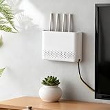 FuxFuis Storage Boxes, Porta Router WIFI da Parete, Nascondi Router Grande, Mensola Modem WiFi da Muro, Scatole di Stoccaggio Modem, Scatola per Decorazione Domestica WIFI Cavo Organizer - Bianco