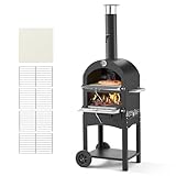 VEVOR Forno per Pizza da Esterno Portatile, Forno a Pellet per Pizza da 12 pollici, Stufa a Legna max. 540°C con 2 Ruote Rimovibili per Campeggio all'Aperto, Cortile, Giardino, Barbecue