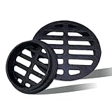 IMUNKT Coperchio di scarico rotondo scarico a pavimento in ghisa nera Griglia di scarico per esterni 75/83/110/160/200mm per giardino, terrazza(160mm/6.3")