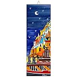Napolamp Mattonella in Ceramica cm. 10x30 con Stampa di Uno Paesaggio della costiera amalfitana, Paesaggio Positano Notte 2 piastrella Ornamentale da Appendere.
