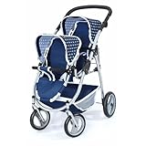 Bayer Design-26551AA Passeggino per Bambole gemellare, Colore Blue, 26551AA