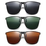 BDSHUNBF 3 Pezzi Clip Occhiali Da Sole Polarizzati Clip-On UV400, Lenti Sole Sovrapponibili Clip per Occhiali da Vista, Flip up Senza Telaio Copriocchiali per Sport Viaggi Pesca