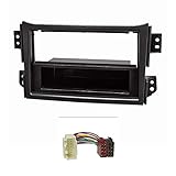 tomzz Audio 2439-104 Set lunetta radio compatibile con Opel Agila B Suzuki Splash nero con adattatore radio ISO