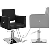 HOMASIS Poltrona da Parrucchiere con Poggiapiedi, Sedia da Barbiere con Altezza Regolabile 94,5-110 cm, Poltroncina Girevole con Capacità 150 kg per Salone di Bellezza, Tatuaggi, Pedicure, Nero