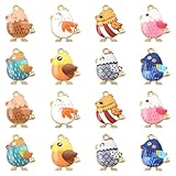 Stiesy 40 ciondoli smaltati a forma di pulcino in 8 colori, graziosi animali della fattoria, in lega, colorati stampati a forma di pulcino, ciondoli in metallo per la creazione di gioielli, collane