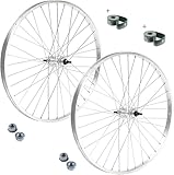 COPPIA RUOTA/CERCHIO ANTERIORE + POSTERIORE 28" X 1. 75 BICI ATTACCO STANDARD 1 VELOCITÀ ALLUMINIO/ACCIAIO 28X1.75 BICICLETTA CITY BIKE - PASSEGGIO DADI DI FISSAGGIO E FLAP INCLUSI