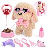 BuntWunder Cagnolino che Abbaia e Cammina, Elettronico Cane Giocattolo per Bambini, Cagnolino Interattivo con Guinzaglio, Giocattoli Bambina 2 3 4 Anni, Realistico Animali Giocattolo per Bambini