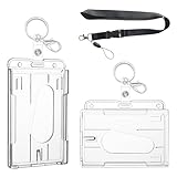 iwontalersy 2 Pezzi Porta Badge,Porta Badge da Collo con Cordini,Plastica,Trasparente,Adatto per ID lavoro,ID studente,Ufficio(2 Portachiavi)