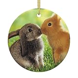 Coniglio Coppia Stampa 2.9 Pollice Albero di Natale Ceramica Appeso Ornamento di Natale Regali Per La Casa Tavolo Decorazione di Vacanza