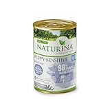 NATURINA - Elite Umido Puppy Sensitive per Cani Cuccioli e cuccioloni al Maiale, Grain Free, per Pelo Brillante, Senza Conservanti e Coloranti, per Tutte le Taglie, Made in Italy, 12 Lattine da 400g