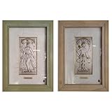 Coppia Quadri Rilievo Argento Stile Liberty 32x45 cm – Pannelli Verticali Art Nouveau – Decorazione Elegante per Ingresso o Sala – Opera d'Autore – Made in Italy