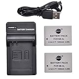 DSTE NB-5L - Set di 2 batterie agli ioni di litio e caricatore micro USB, compatibile con Canon PowerShot S100, S110, SD900 is,SD950 is,SD970 is,SD990 is,SX200 is,SX210 is,SX220 is,SX230 HS