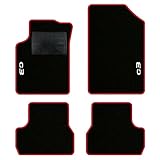 QUEMAR Tappetini Auto compatibili con Citroen C3 II 2009-2016 / Kit Tappeti in Moquette e Gomma su Misura (Set 2 Anteriori + 2 Posteriori) / Ricami e Colori Personalizzati (2 Ricami, Bordo Rosso)