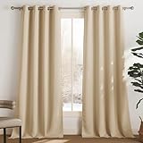PONY DANCE Tende Soggiorno Moderne 2 Pezzi Tende Termiche Isolanti per Interni Cameretta Bambini Curtains Oscuranti con Anelli per Salotto, 2 Pezzi L 140 x A 240 cm, Beige