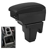 Scatola per Braccioli per Auto per Focus 2 MK2 2005-2011, Bracciolo a Doppio Strato con 3 Porte di Ricarica USB Scatola Portaoggetti per Console Centrale in Pelle PU Nera
