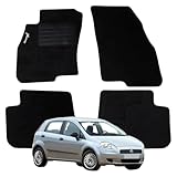 SERIE 4 TAPPETI - TAPPETINI in MOQUETTE Neri per GRANDE PUNTO dal 2005 al 2012 senza Attacchi - Compatibli NON Originali con Bottoni di Fissaggio, Battitacco cucito e antiscivolo