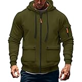 Giacca in pile da uomo Decathlon con cappuccio - Abbigliamento sportivo per elastico Pullover con cappuccio in cotone termico Felpa da uomo, verde, XXXL