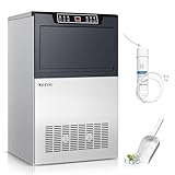 LEEVOT Macchina Ghiaccio Professionale, Fabbricatore da 60kg/24h, 140 Cubetti in 6-15 Minuti, Ideale per Caffetterie, Bar e Ristoranti