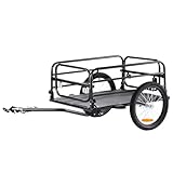 VEVOR Rimorchio Bici, Capacità di Carico 72,5 kg, Carrello Bici, Stoccaggio Pieghevole Compatto e Sgancio Rapido con Attacco, Ruote da 406 mm, per Ruote Bici da 558,8 mm a 711,2 mm