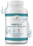 Omega 3 2000 mg | 240 capsule | Alta concentrazione di 660 mg di EPA e 440 mg di DHA. Olio di pesce per il colesterolo, il cuore, la salute del cervello e la pressione sanguigna | 4 mesi | ProNatural