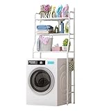 CLICLED Mobile Bagno Lavatrice Scaffale Salvaspazio sopra lavatrice 152x68x25 Mobile 3 Ripiani Portadetersivi Bianco Organizer Lavanderia