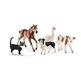 SCHLEICH FARM WORLD | Animali della Fattoria Bundle 42386 | Set con vitello, puledro, gatto, cane e oca | figure realistiche per bambini dai 3 anni | 5 pezzi | solo su Amazon