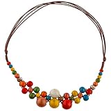 Mikovivi Collana con Perline Rotonde in Ceramica Colorata, Stile Bohémien Vintage Collana con Perline Stile Boho Hippie Accessorio alla Moda per Spiaggia ed Estate Regalo per Donna