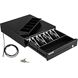 VEVOR Cassetto per Registratore di Cassa, Cassetto Portasoldi Apertura Automatico con 3 Metodi di Sblocco, Cassetta Portavalori con 4 Scomparti per Banconote e 5 per Monete, 33,6 x 36,8 x 8 cm (Nero)