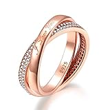Presentski Love Anello Fidanzamento Matrimonio in 925 Argento Sterling per Donna,colore dell'oro rosa twist Anelli a fascia