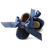 Brillabenny Ballerine Neonata in Velluto, Scarpine Primi Passi Perfette per Cerimonie Come Battesimo, Matrimonio, Natale (6-12 Mesi, Blu Navy, 12cm)